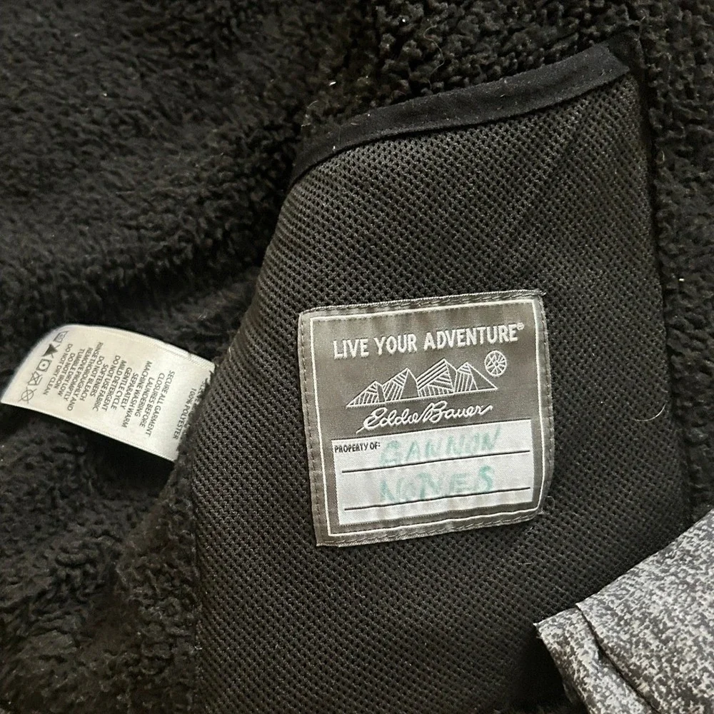 Eddie Bauer I‎ Kids Puffer Winter Hooded Jacket I Quilted Gray Black I Size M